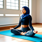 **

A Malaysian woman in her late 20s, fully clothed in modest athletic wear (sports hijab, long-sleeved workout top, leggings), practicing yoga on a colorful yoga mat in her living room. Sunlight streams through the window, illuminating dust motes in the air. A water bottle and small towel are beside the mat. The style is realistic photography. Safe for work, appropriate content, family-friendly, perfect anatomy, correct proportions, natural pose, well-formed hands, proper finger count, natural body proportions.

**